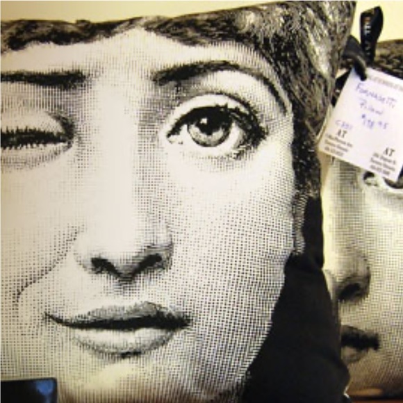 Fornasetti 16” Wink and Tongue Out Throw Pillow - Double Sided Faces - Picture 4 of 4